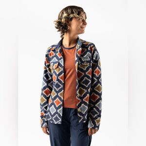 Rabbit High Country LS Wool NEW with tags Size Large Blue Stairstep Diamond